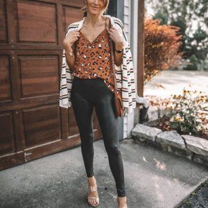 Faux Leather Fleece Lined Leggings BLACK 7FAM